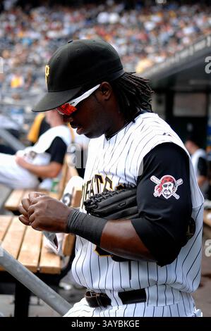 2010 : Lastings Milledge #85 en action lors du match Pirates vs Braves à Pittsburgh au PNC Park. (Crédit image : © Jason Pohuski/Cal Sport Media/ZUMApress.com) Banque D'Images