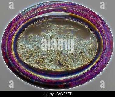 Un cadre ovale orné contient une interprétation abstraite de brins enchevêtrés, évoquant une sensation de mouvement et de profondeur avec des couleurs et des lignes tourbillonnantes. La scène apparaît éthérée, mélangeant différentes textures et formes pour créer une atmosphère onirique., panneau - scène de la Nativité, plâtre de Paris, Europe, circa 1880, plâtre coulé finement moulé scène de la Nativité, situé derrière le verre convexe, dans un cadre d'imitation noyer, d'origines européennes probables, peut-être allemandes ou autrichiennes, circa 1880. Ce panneau de plâtre finement coulé et sculpté en haut relief, représente la naissance du Christ, est un excellent Banque D'Images