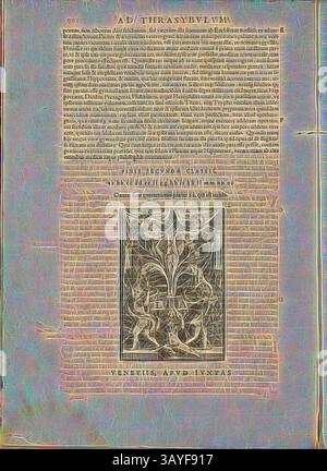 Une page présentant un texte orné avec des éléments décoratifs complexes, mettant en valeur un design floral artistique au centre, entouré de typographie classique. La disposition générale reflète un charme d'antan, rappelant les manuscrits historiques., marque d'imprimeur de la famille Giunta 2, marque d'imprimeur de la famille Giunta du XVIe siècle, Fig. 1, p. 109v, 1576, Galenus : Galeni librorum secunda classis materiam sanitatis conseruatricem tradit : quae circa aerem, cibum & potum, somnum & vigiliam, motum & quietem, inanitionem & repletionem, animi denique affectus versatur. Venetiis : Apud Iuntas, 1576 Banque D'Images