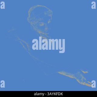 Une figure dans une pose contemplative s'étend d'une main, capturant un moment d'introspection et de grâce sur un fond bleu vif. L'expression transmet la profondeur, invitant le spectateur dans un récit de réflexion et d'émotion. Femme atteignant au-dessus d'un mur, étude pour la vie de Saint Louis, roi de France, c. 1878, Alexandre Cabanel, français, 1823-1889, France, craie noire et rouge, avec des touches de moignon, sur papier couché crème, 268 × 284 mm Art classique avec une touche moderne réinventée par Artotop Banque D'Images