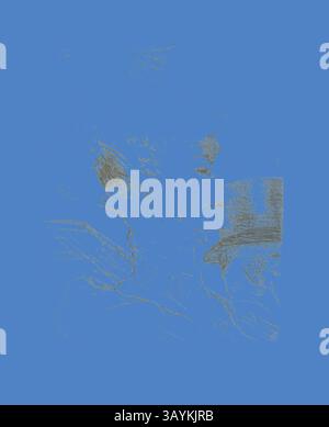 Une composition abstraite texturée avec des lignes et des formes tourbillonnantes dans un fond bleu vif, avec des notes d'or créant un contraste et une profondeur intrigants. Louise Balthy, extrait de treize lithographies, 1898, publié avant 1906, Henri de Toulouse-Lautrec, français, 1864-1901, France, lithographie sur papier ivoire, 290 × 239 mm (image), 389 × 314 mm (feuille) Art classique avec une touche moderne réinventé par Artotop Banque D'Images