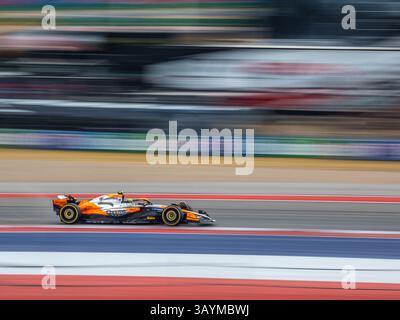 Lando Norris de McLaren vu au circuit of the Americas, Austin, Texas le 18 octobre 2024 lors des essais du Grand Prix de formule 1 des États-Unis. Banque D'Images