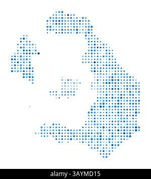 Santorini Dot Map. Forme de style numérique îlot. Image vectorielle Santorini. Points circulaires bleus en forme d'îlot. Illustration vectorielle vibrante. Illustration de Vecteur