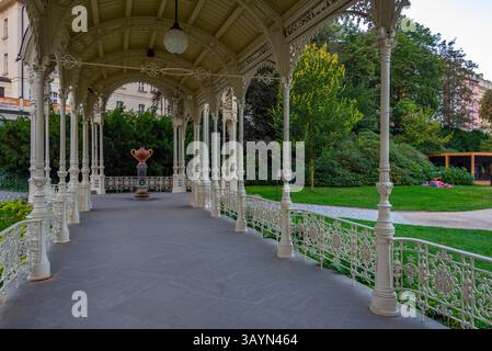 Vue au lever du soleil du parc Colonnade à Karlovy Vary, république tchèque. IMAGE Banque D'Images
