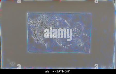 Une représentation abstraite de lignes et de formes fluides, suggérant mouvement et formes entrelacées, encadrées par une bordure contrastée qui rehausse sa qualité éthérée. Fille couchée, 1875/76, James McNeill Whistler, américain, 1834-1903, États-Unis, point sec avec faute morsure, avec raclage et annulation de point sec, à l'encre noire sur papier ivoire, 130 x 207 mm (plaque), 238 x 380 mm (feuille, vue, relié) Art classique avec une touche moderne réinventée par Artotop Banque D'Images