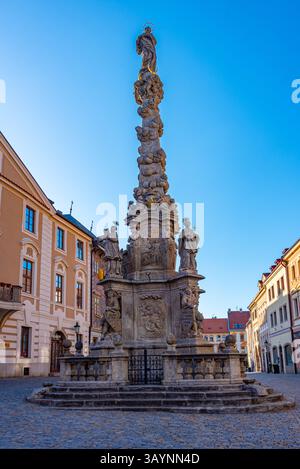 Kutna Hora, république tchèque, 30 avril 2024 : colonne de la peste dans la ville tchèque de Kutna Hora. IMAGE Banque D'Images