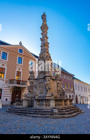 Kutna Hora, république tchèque, 30 avril 2024 : colonne de la peste dans la ville tchèque de Kutna Hora. IMAGE Banque D'Images