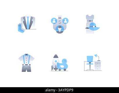 Choses à donner - ensemble d'icônes de style design plat Illustration de Vecteur