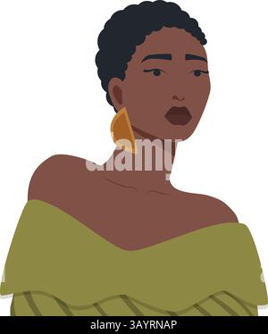Illustration élégante de femme afro américaine. Bonne fête des mères simple compris Illustration plate de dessin animé pour la Journée internationale de la femme Illustration de Vecteur