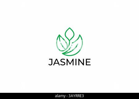 Logo floral abstrait jasmin mettant en valeur la pureté, la fraîcheur et l'élégance biologique Illustration de Vecteur