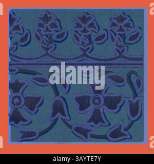 Un design complexe avec des fleurs stylisées et des motifs décoratifs, mis en évidence par des contours audacieux sur un fond contrasté. Les motifs floraux créent un sentiment d'élégance et d'art. Ornement indien Art classique avec une touche moderne réinventée par Artotop Banque D'Images