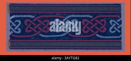 Un design complexe avec une série de nœuds entrelacés dans un motif symétrique, complété par des couleurs contrastées vibrantes qui mettent en valeur le savoir-faire artisanal et l'importance culturelle de l'œuvre. Celtic Ornament Art classique avec une touche moderne réinventée par Artotop Banque D'Images