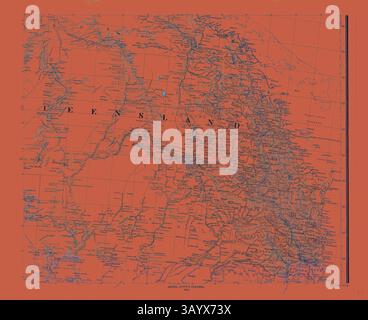 Une carte vintage avec un fond orange vif, détaillant les caractéristiques géographiques et les noms des régions, avec des lignes complexes marquant les sentiers, les routes et les points de repère naturels. Australie carte Gotha Justus Perthes 1872 Atlas. Perthes Johan Georg Justus 1749 1816 Editeur allemand est né à Rudolstadt en 1749. En 1785, il a fondé à Gotha l'entreprise qui porte son nom Justus Perthes. En cela, il a été rejoint en 1814 par son fils Wilhelm 1793 1853. Il a posé les fondations de la branche géographique de l'entreprise pour laquelle il est principalement célèbre par la publication de l'et-Atlas (1817-1823) d'Adolf Banque D'Images