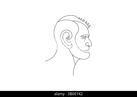 Conception minimaliste de vecteur de contour d'art d'une ligne continue d'oreille humaine Illustration de Vecteur