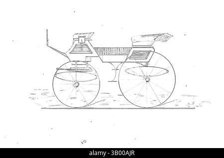 Un chariot vintage avec des roues distinctes, artistiquement esquissé, repose sur un fond vibrant et abstrait rempli de motifs et de textures colorés., Art classique avec une touche moderne réinventée par Artotop Banque D'Images