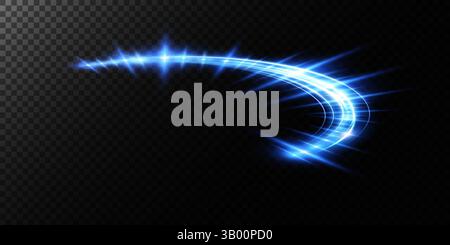 Découvrez un effet de lumière bleue dynamique éclatant avec des éclats et des lueurs fascinants qui renforcent l'attrait visuel Illustration de Vecteur