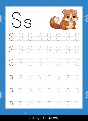 Lettre de tracé S en majuscules et minuscules. Illustration de Vecteur