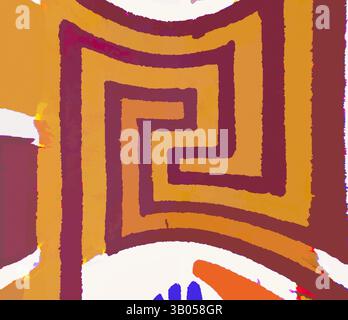Un design dynamique et abstrait avec des motifs audacieux et tourbillonnants dans des teintes riches, créant une sensation de mouvement et de profondeur. Les lignes entrelacées forment un effet de labyrinthe captivant, attirant le regard du spectateur à travers la composition., Un design circulaire vibrant avec des motifs géométriques complexes et des motifs floraux dans des teintes chaudes et des couleurs contrastées. L'interaction des formes crée une composition visuellement dynamique qui attire le regard. Art classique avec une touche moderne réinventé par Artotop, ornement égyptien transformé, art classique avec une touche moderne réinventé par Artotop Banque D'Images
