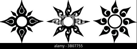 Tribal Sun Designs - symboles solaires abstraits et Art décoratif Illustration de Vecteur