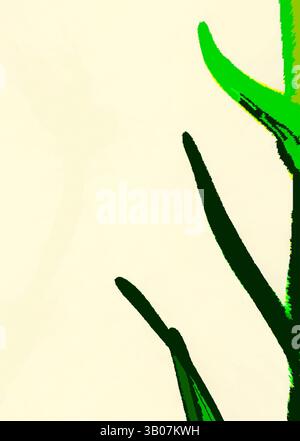 Une plante verte vibrante atteint le haut, ses feuilles allongées contrastant avec un fond doux et discret, créant un sentiment de tranquillité et de croissance., Une délicate pousse verte s'élève élégamment dans un fond doux et circulaire, symbolisant la croissance et le renouvellement. Art classique avec une touche moderne réinventé par Artotop, transformé Gentiana Pneumonanthe Calathian Violet, art classique avec une touche moderne réinventé par Artotop Banque D'Images
