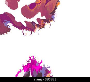 Une composition vibrante et abstraite avec des tourbillons dynamiques et des éclaboussures de couleurs audacieuses qui s'entrelacent de manière ludique, créant une expérience visuelle attrayante., Une collection de feuilles au design complexe dans les tons de violet et d'orange, présentant un mélange de formes naturelles et de flair artistique. La composition présente divers motifs de feuilles, créant un affichage vibrant et fantaisiste. Art classique avec une touche moderne réinventé par Artotop, tissus français transformés, première moitié du XIXe siècle, art classique avec une touche moderne réinventé par Artotop Banque D'Images