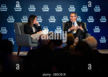 Washington, DC, Vereinigte Staaten. 23 avril 2025. Joerg Kukies, ministre fédéral des Finances, donne une entrevue au Semafor World Economy Summit à Washington, DC, le 23 avril 2025. « Photographié au nom du ministère fédéral des Finances » crédit : dpa/Alamy Live News Banque D'Images