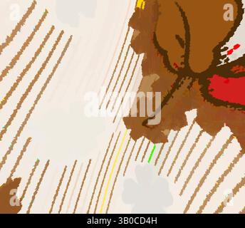 Une représentation abstraite avec des lignes fluides et des couleurs discrètes, où les formes douces et les accents vibrants suggèrent un mouvement dynamique, créant une sensation de profondeur et de texture., Un motif délicat avec des feuilles et des fleurs d'automne, sur un fond doux avec des rayures subtiles, évoquant une sensation confortable et saisonnière. Art classique avec une touche moderne réinventé par Artotop, tissus français transformés, première moitié du XIXe siècle, art classique avec une touche moderne réinventé par Artotop Banque D'Images