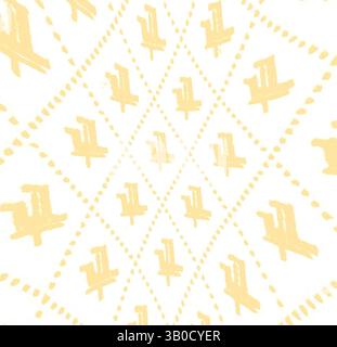 Un motif répétitif de formes de diamant jaune avec des symboles abstraits, créant une texture visuelle vibrante et dynamique., Un motif géométrique répétitif avec des formes de diamant avec des figures stylisées, créant un design visuellement attrayant et rythmé. Art classique avec une touche moderne réinventé par Artotop, tissus français transformés, première moitié du XIXe siècle, art classique avec une touche moderne réinventé par Artotop Banque D'Images
