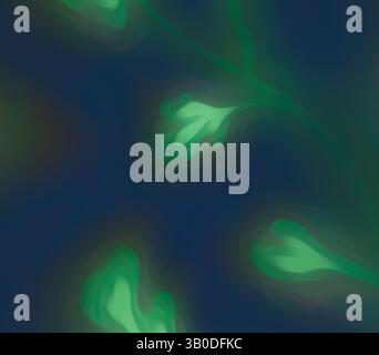 Une représentation abstraite de nuances tourbillonnantes de vert et de bleu, avec des formes douces qui évoquent les formes de feuilles ou de pétales, créant un sentiment de mouvement éthéré et de tranquillité., Un design circulaire mettant en vedette des vignes vertes douces et fluides sur un fond sombre, créant un motif organique et tranquille. Art classique avec une touche moderne réinventé par Artotop, tissus français transformés, première moitié du XIXe siècle, art classique avec une touche moderne réinventé par Artotop Banque D'Images