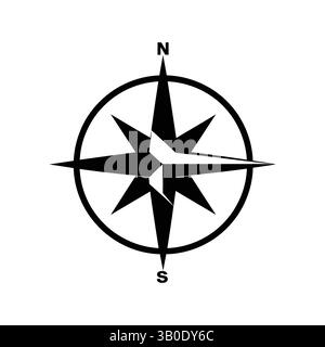 boussole dans un cercle, contour, silhouette, vecteur, illustration, isolé sur fond blanc Illustration de Vecteur
