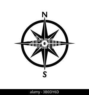 boussole dans un cercle, contour, silhouette, vecteur, illustration, isolé sur fond blanc Illustration de Vecteur