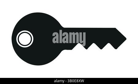 une simple icône de clé noire sur fond blanc, symbolisant la sécurité, l'accès, le mot de passe, la protection, verrouiller, ou la sécurité dans un vecteur propre et minimal Illustration de Vecteur