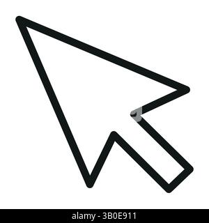 un simple contour noir vectoriel d'un curseur de flèche de souris d'ordinateur sur un fond blanc, utilisé pour cliquer, sélectionner et naviguer en numérique ou sur le web Illustration de Vecteur