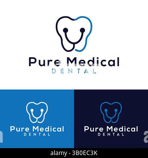 Conception de logo dentaire dans un modèle vectoriel pour votre clinique dentaire et votre entreprise Illustration de Vecteur
