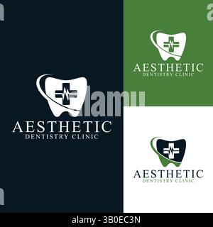 Conception de logo dentaire dans un modèle vectoriel pour votre clinique dentaire et votre entreprise Illustration de Vecteur