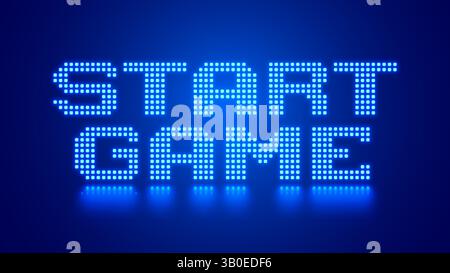 Conception du message de début de jeu. Pixel offrant un jeu de 8 bits. Jeu rétro pour actifs de jeu d'ordinateur vectoriel. Jeux d'arcade rétro. Bannière Web avec design néon ph Illustration de Vecteur