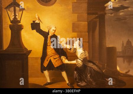 Angleterre, Somerset, Bath, le musée Holburne, peinture du célèbre acteur David Garrick dans le rôle de Jaffer et Susannah Cibber a Belvidera dans 'Venice Preserv' Banque D'Images