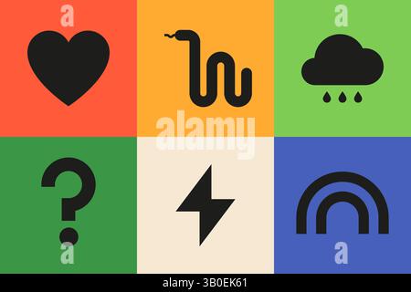 Symboles clairs conventionnels - ensemble d'illustrations colorées de style plat Illustration de Vecteur