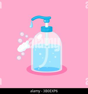 Distributeur de savon à main avec bulles de savon dessin animé illustration vectorielle Illustration de Vecteur