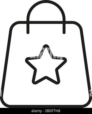 Sac à provisions avec icône Star Line. Vente au détail haut de gamme, expérience de magasinage exclusive, symbole des grandes lignes du programme de fidélité. Récompenses client et offres spéciales Illustration de Vecteur