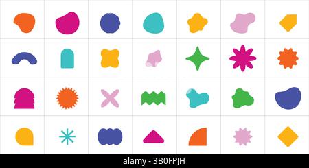 Formes géométriques abstraites colorées de Blob – ensemble d'éléments de conception vectorielle moderne Illustration de Vecteur