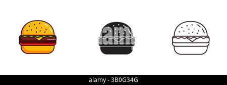 burger illustration plat style de dessin animé Illustration de Vecteur
