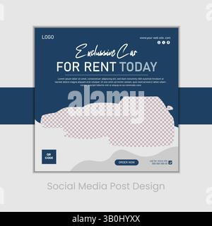 Meilleure voiture à louer publicité présentant la conception d'un post sur les médias sociaux de voiture de sport Illustration de Vecteur