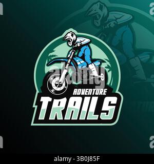vecteur de conception de logo de mascotte de motocross avec style de concept d'illustration moderne pour l'impression de badge, d'emblème et de t-shirt. illustration de motocross. Illustration de Vecteur
