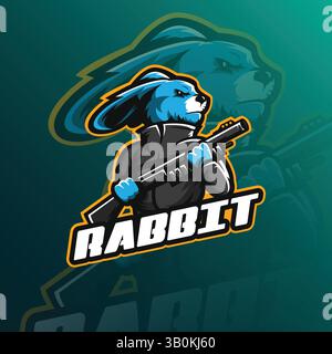 Vecteur de conception de logo de mascotte de lapin. Illustration de Vecteur