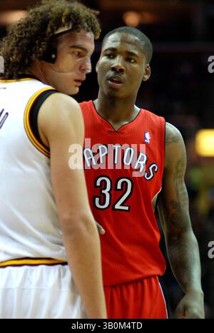 5 janvier 2011 : Ed Davis #32 en action lors du match NBA entre les Raptors de Toronto et les cavaliers de Cleveland au Quicken Loans Arena. (Crédit image : © Jason Pohuski/Cal Sport Media/ZUMAPRESS.com) Banque D'Images