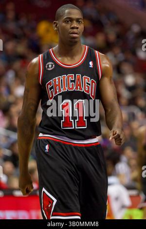 7 janvier 2011 : Ronnie Brewer (11 ans), le garde-chasse des Chicago Bulls, sur le terrain lors du match NBA entre les Chicago Bulls et les 76ers de Philadelphie, au Wells Fargo Center de Philadelphie, en Pennsylvanie. Les 76ers ont battu les Bulls, 105-99.(image crédit : © Chris Szagola/Cal Sport Media/ZUMAPRESS.com) Banque D'Images