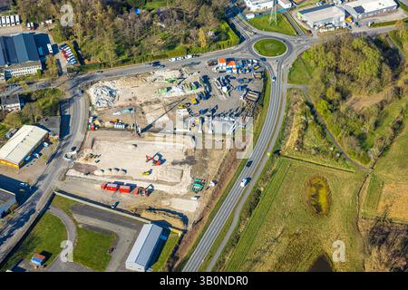 Luftbild, Baustelle Baugebiet zwichen Industriestraße und Zeche-Hermann-Wall, Kreisverkehr, Selm, Münsterland, Rhénanie-du-Nord-Westphalie, Deutschland ACHTUNGxMINDESTHONORARx60xEURO *** vue aérienne, chantier de construction entre Industriestraße et Hermann mur de charbon, rond-point, Selm, Münsterland, Rhénanie du Nord-Westphalie, Allemagne ACHTUNGxMINDESTHONORARx60xEURO Banque D'Images