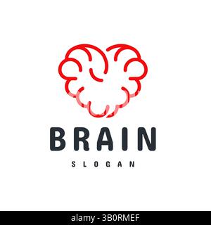 Conception simple du cerveau en forme de coeur logo Design médical logo Illustration de Vecteur