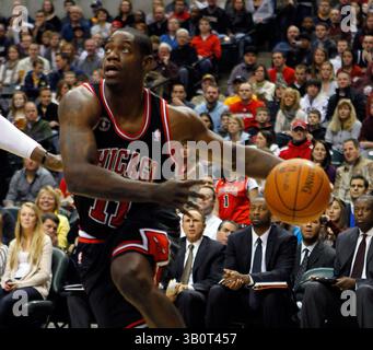 14 janvier 2011 : le garde-tireur des Chicago Bulls, Ronnie Brewer (11 ans), pilote la ligne de base lors d'un match de basket-ball NBA entre les Chicago Bulls et les Indiana Pacers au Conseco Fieldhouse à Indianapolis, Indiana. (Crédit image : © Pat Lovell/Cal Sport Media/ZUMAPRESS.com) Banque D'Images